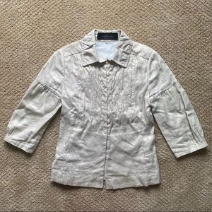 Elie Tahari Shiny Linen Jacket Blouse​​​